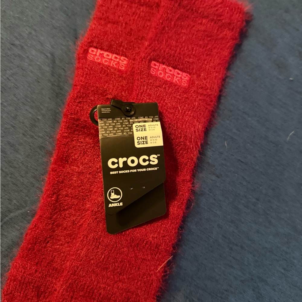 Crocs Red Fuzzy Socks NWT not attached